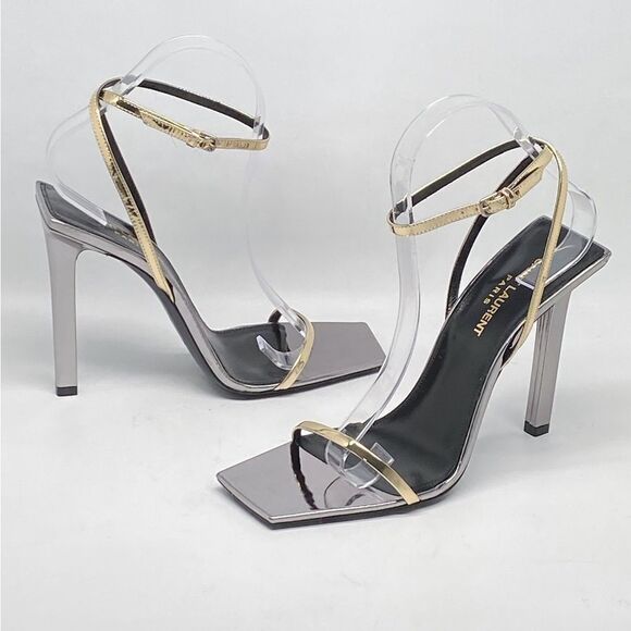 Saint Laurent Pam Sandals In Metallic Leather - Picture 2 of 13